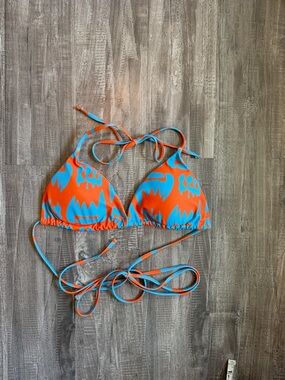 SHEIN Orange and Blue Triangle 
 Swim Top